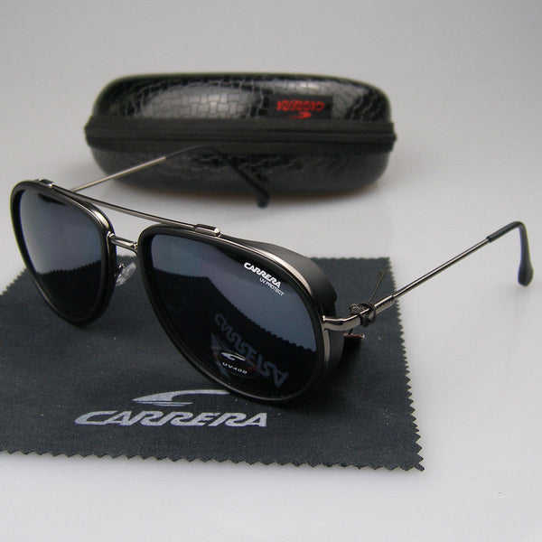 Retro Sunglasses Windproof Matte Frame Carrera Glasses+Box