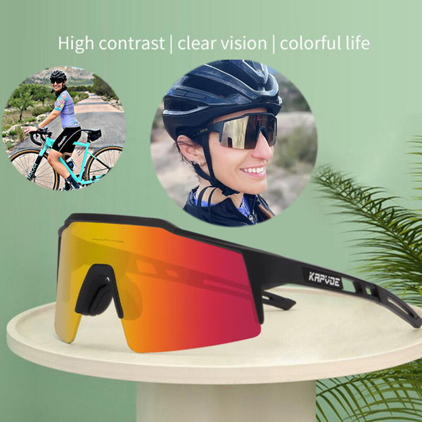 Kapvoe Cycling Glasses MTB Road Bike Sunglasses 4 Lens Polarized Cycling Eyewear Men /Women UV400 Mountain Bicycle Goggles